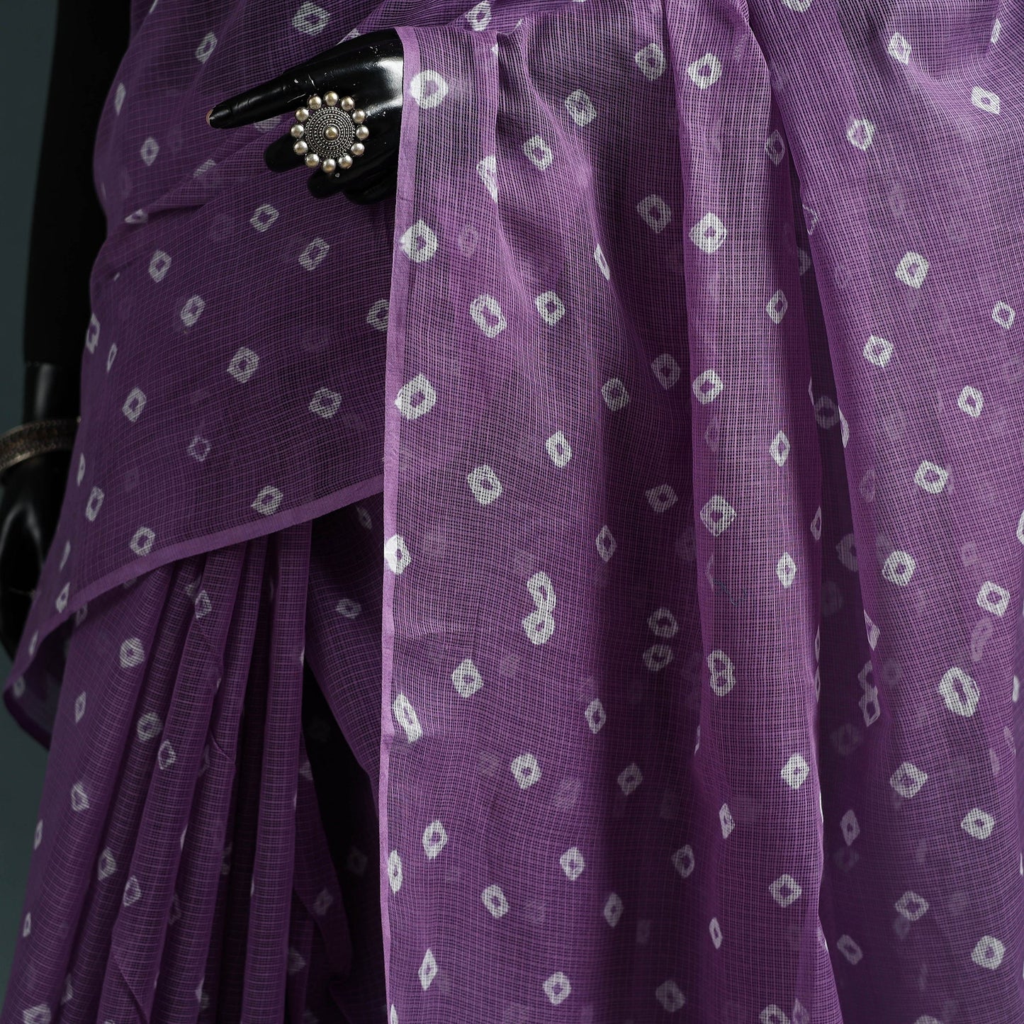 Bandhani tie-dye kota doria cotton saree 14 - handcrafted