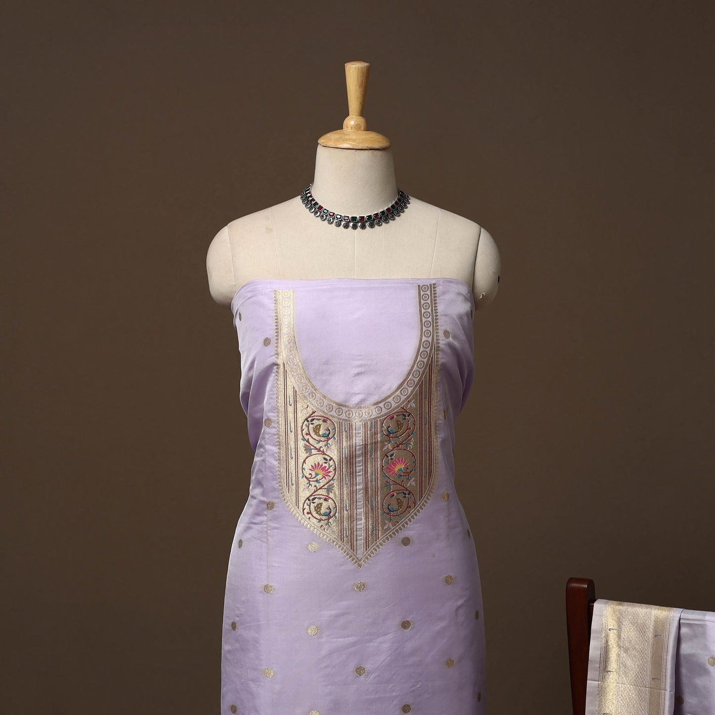 Bangalore silk paithani 3pc unstitched dress material 01