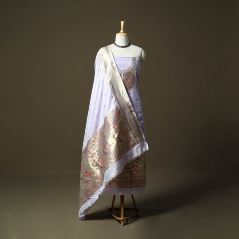 Bangalore silk paithani 3pc unstitched dress material 20