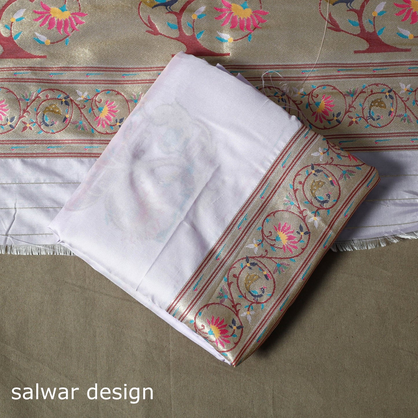 Bangalore silk paithani 3pc unstitched dress material 20