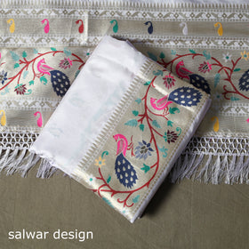 Bangalore silk paithani 3pc unstitched dress material 22