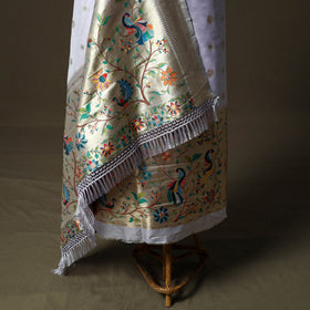 Bangalore silk paithani 3pc unstitched dress material 23
