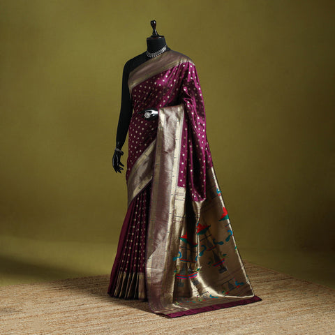 Purple - bangalore silk paithani saree 01 - handcrafted