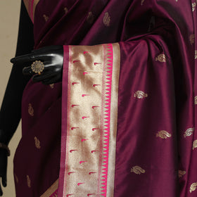 Purple - bangalore silk paithani saree 01 - handcrafted