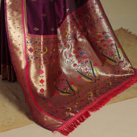 Purple - bangalore silk paithani saree 01 - handcrafted