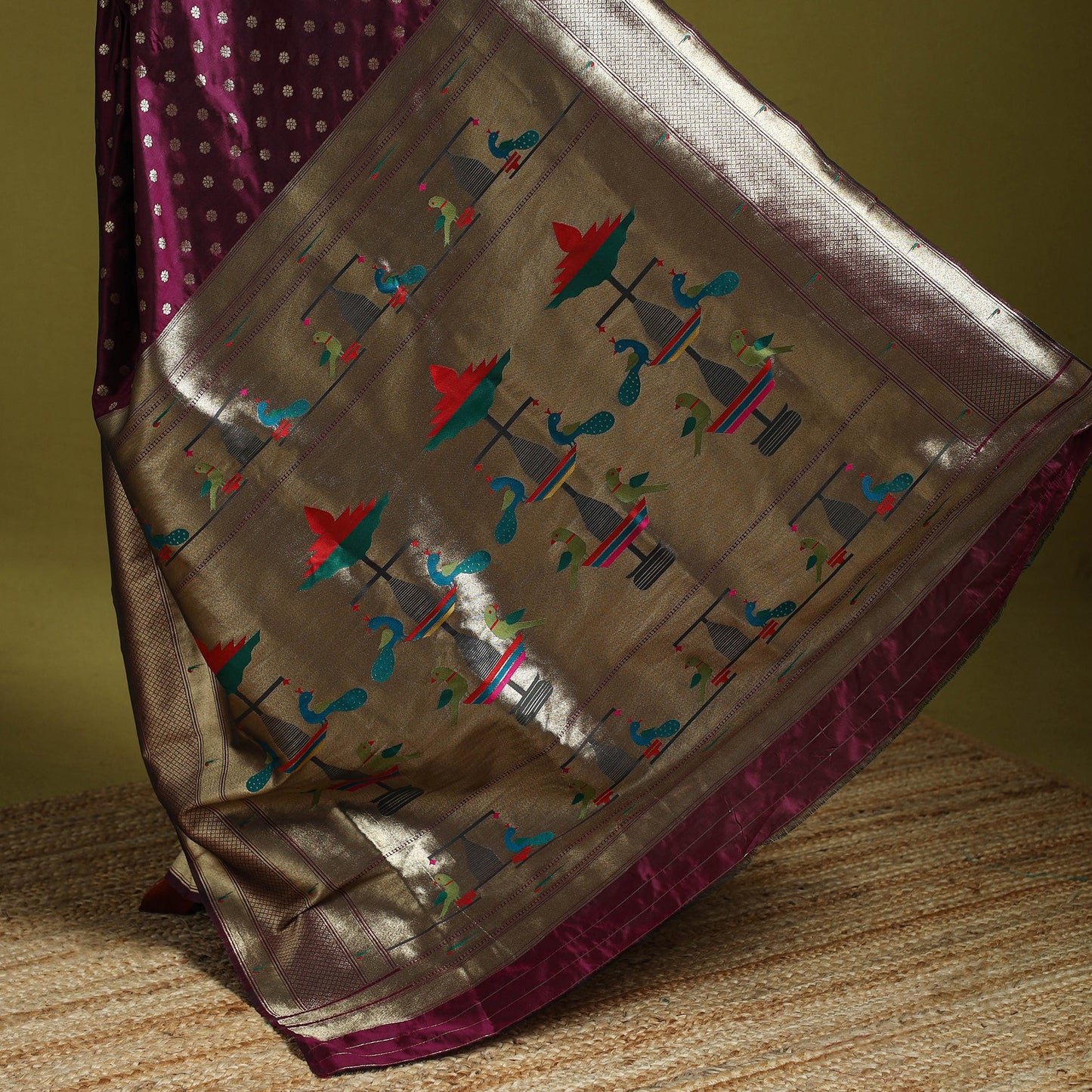 Purple - bangalore silk paithani saree 01 - handcrafted