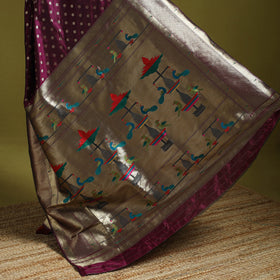 Purple - bangalore silk paithani saree 01 - handcrafted
