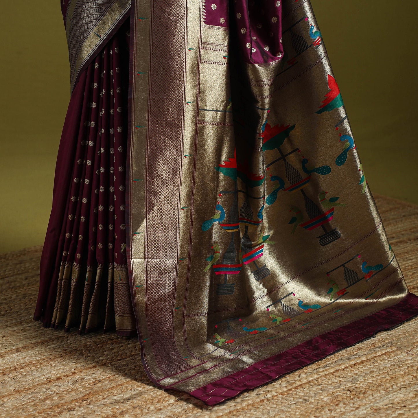 Purple - bangalore silk paithani saree 01 - handcrafted
