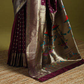 Purple - bangalore silk paithani saree 01 - handcrafted