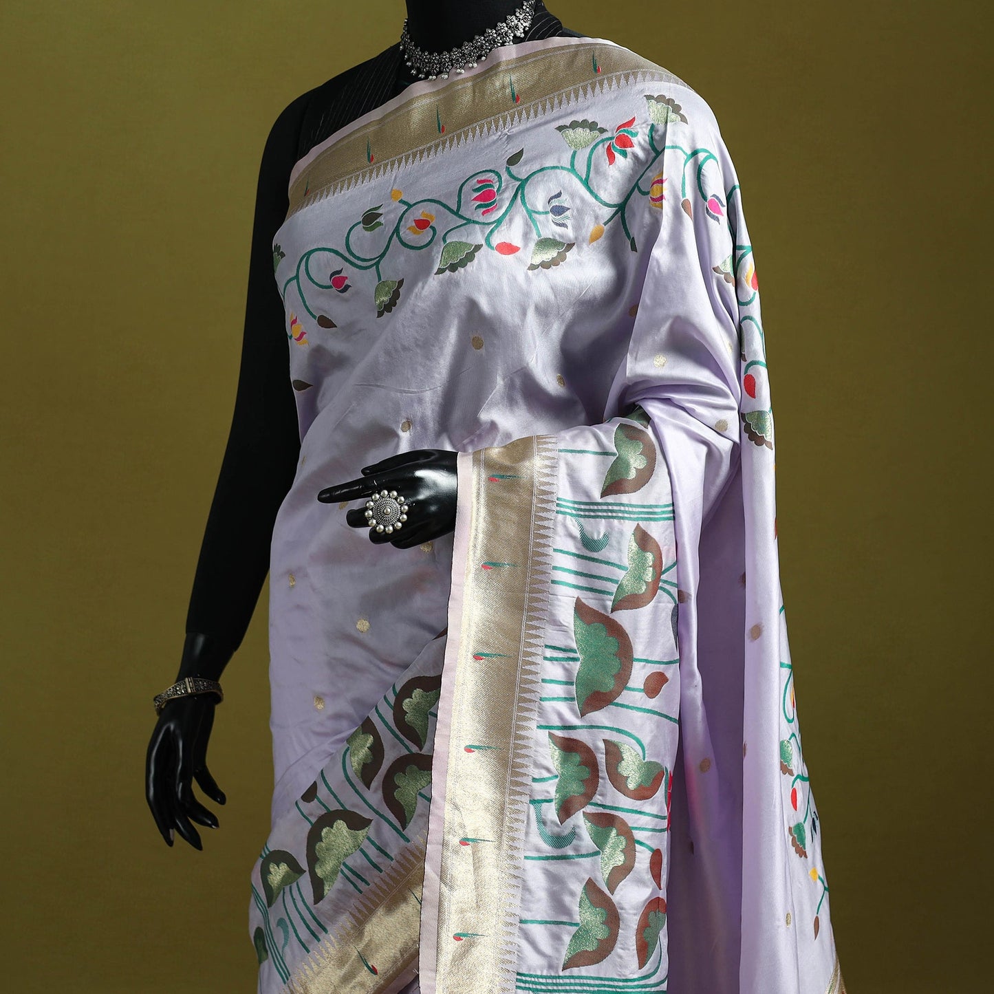 Purple - bangalore silk paithani saree 05 - handcrafted