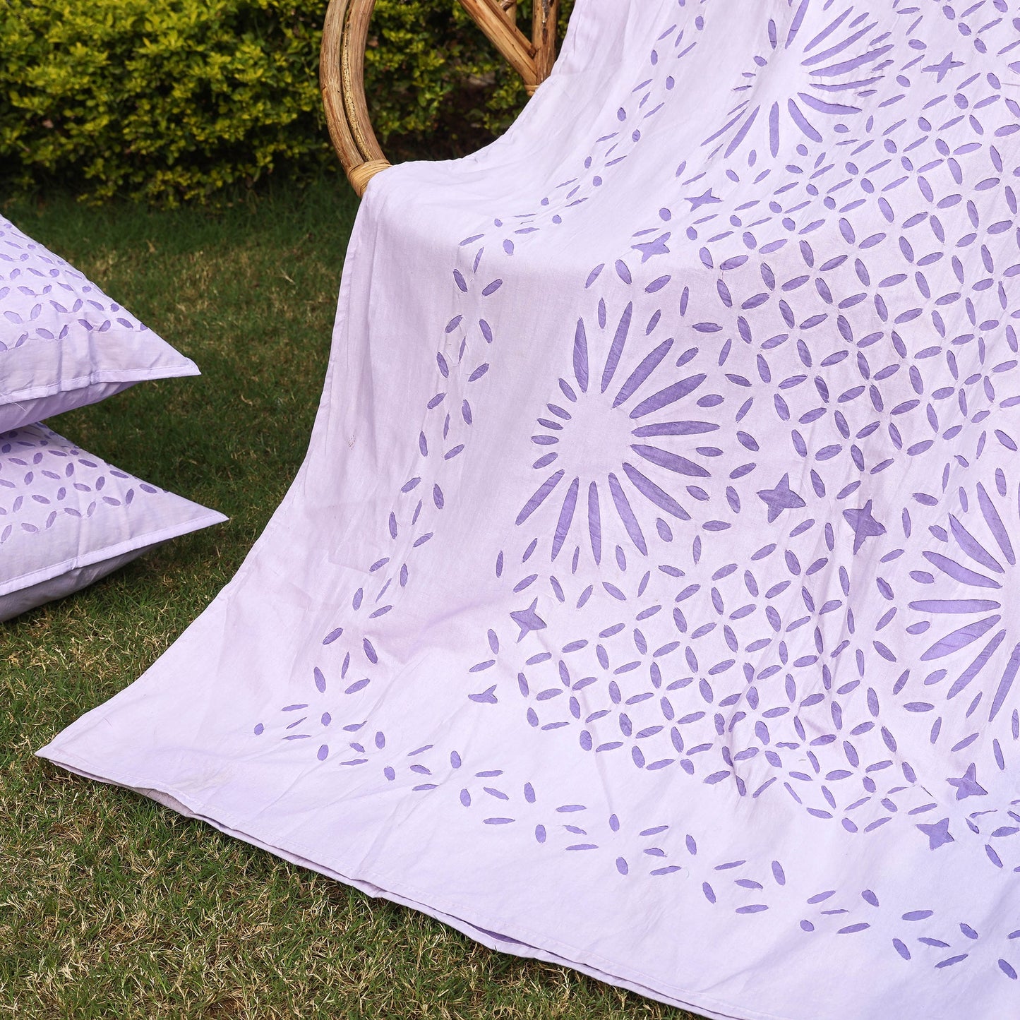  Barmer Applique Cut Work Cotton Double Bed Cover with Pillow Covers 