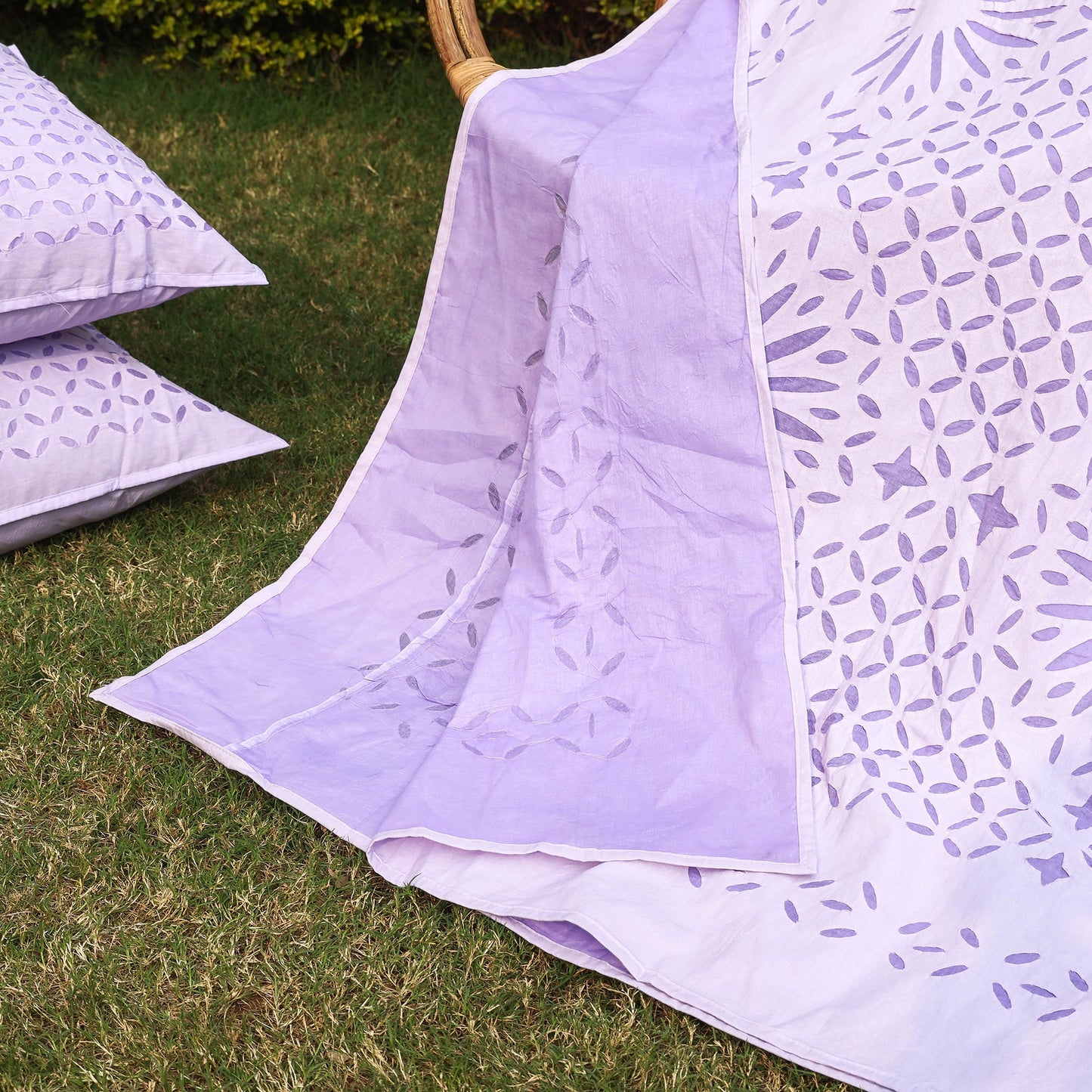  Barmer Applique Cut Work Cotton Double Bed Cover with Pillow Covers 