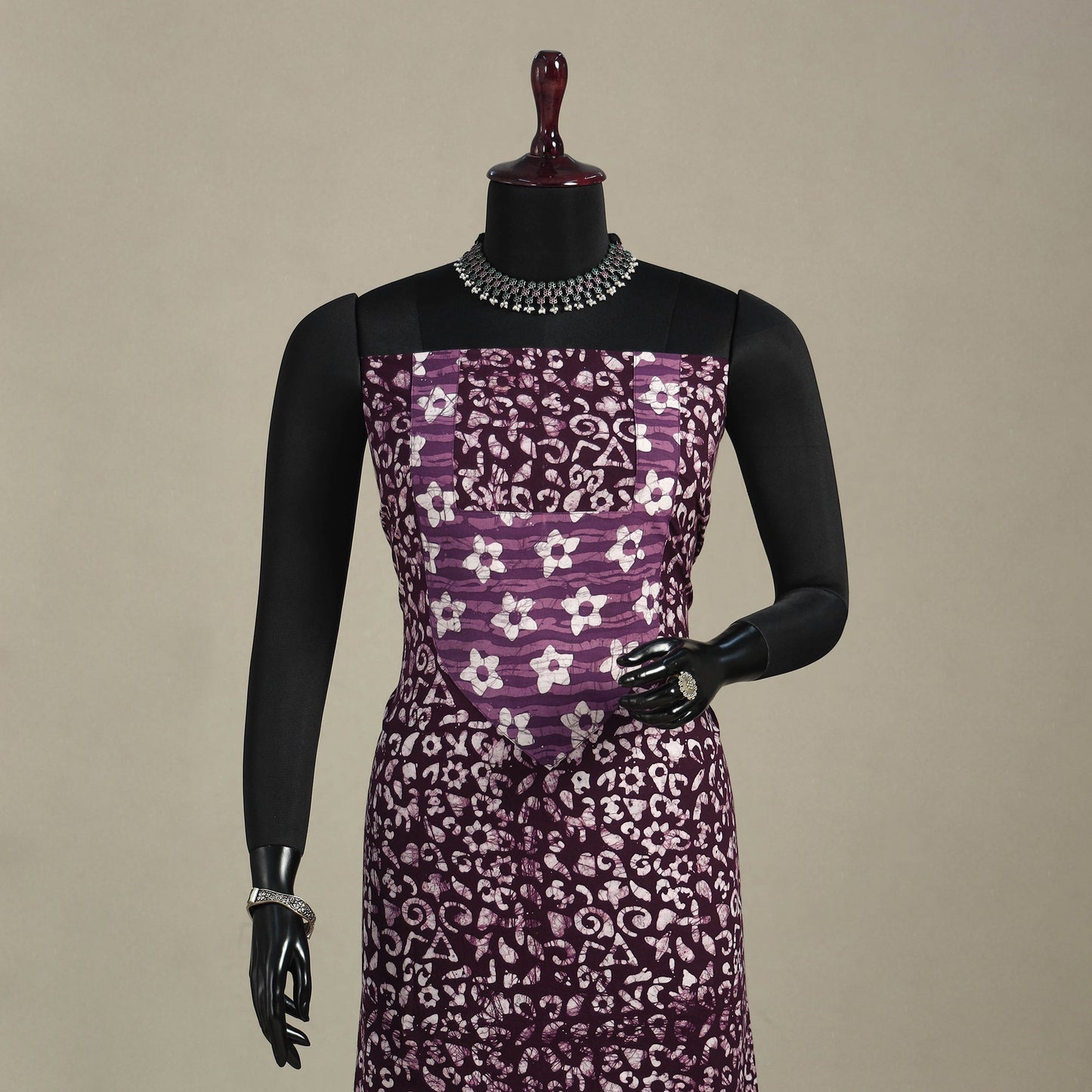 Purple - batik patchwork cotton unstitched kurta material