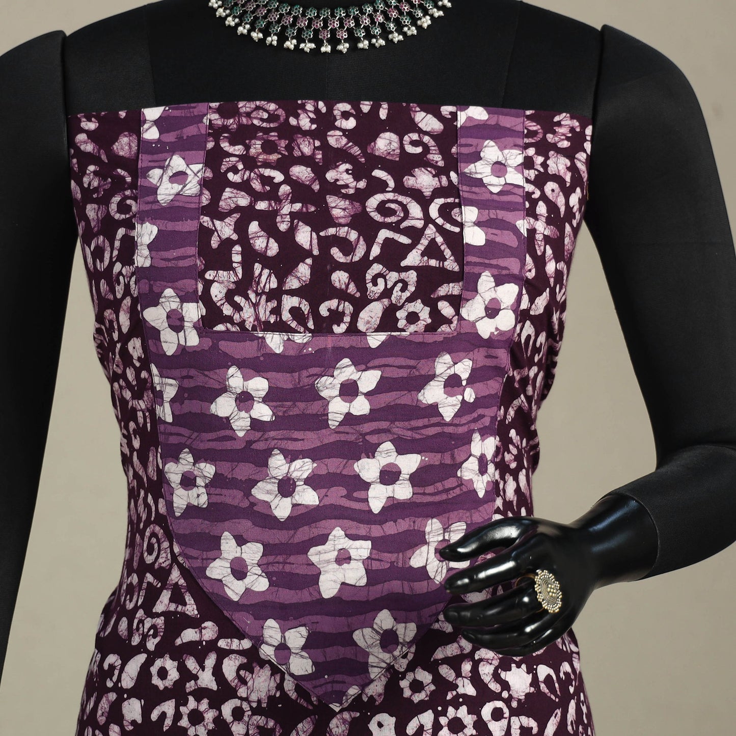 Purple - batik patchwork cotton unstitched kurta material