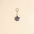 Beaded fabart flower keychain 07 - handcrafted