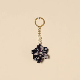 Beaded fabart flower keychain 36 - handcrafted