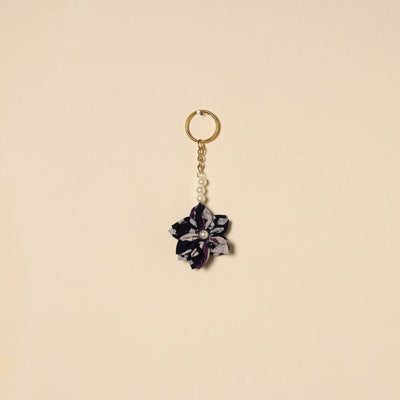 Beaded fabart flower keychain 36 - handcrafted