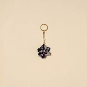 Beaded fabart flower keychain 36 - handcrafted