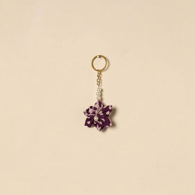 Beaded fabart flower keychain 67 - handcrafted