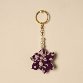 Beaded fabart flower keychain 67 - handcrafted