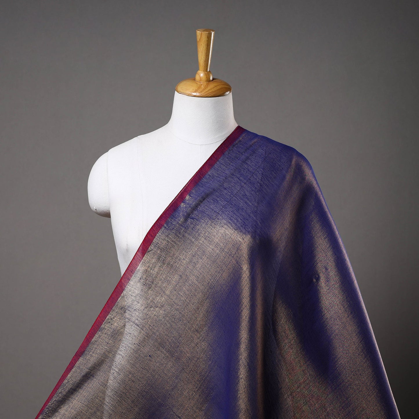  Purple Bengal Fine Tissue Zari Plain Fabric 