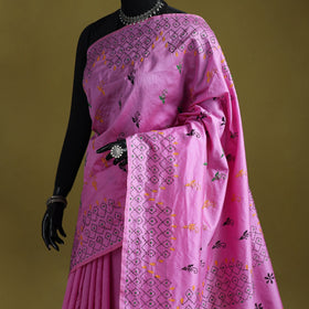 Bengal hand embroidered silk nakshi kantha saree 28