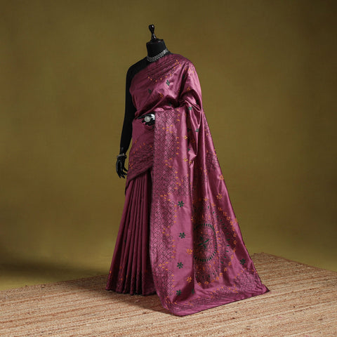 Bengal hand embroidery silk nakshi kantha saree 13