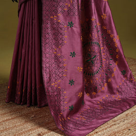 Bengal hand embroidery silk nakshi kantha saree 13