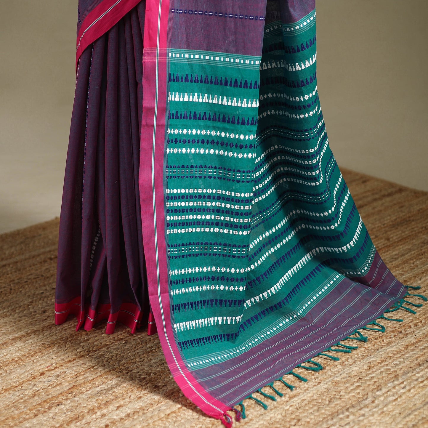 Purple - bengal handwoven cotton begumpuri saree 20