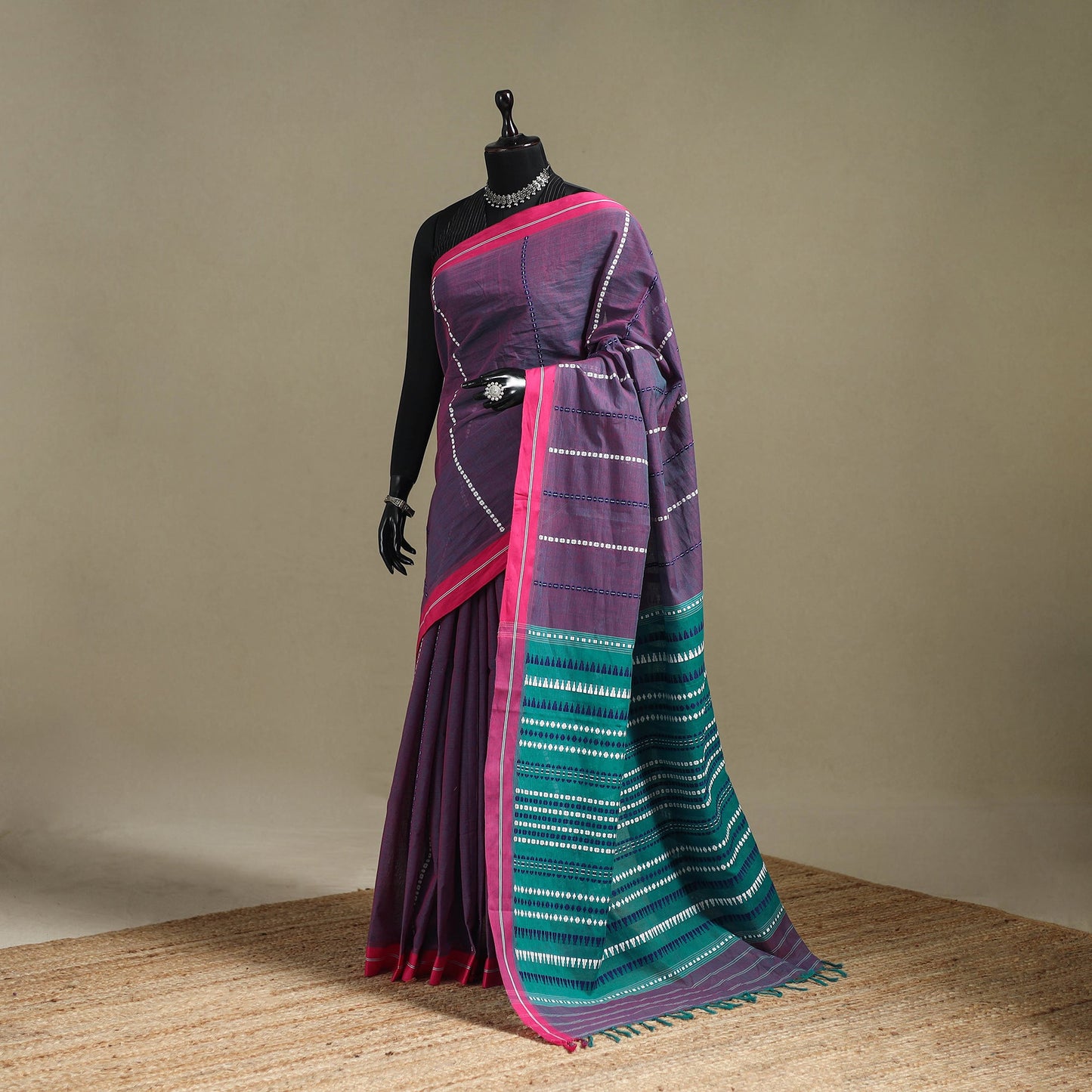 Purple - bengal handwoven cotton begumpuri saree 20
