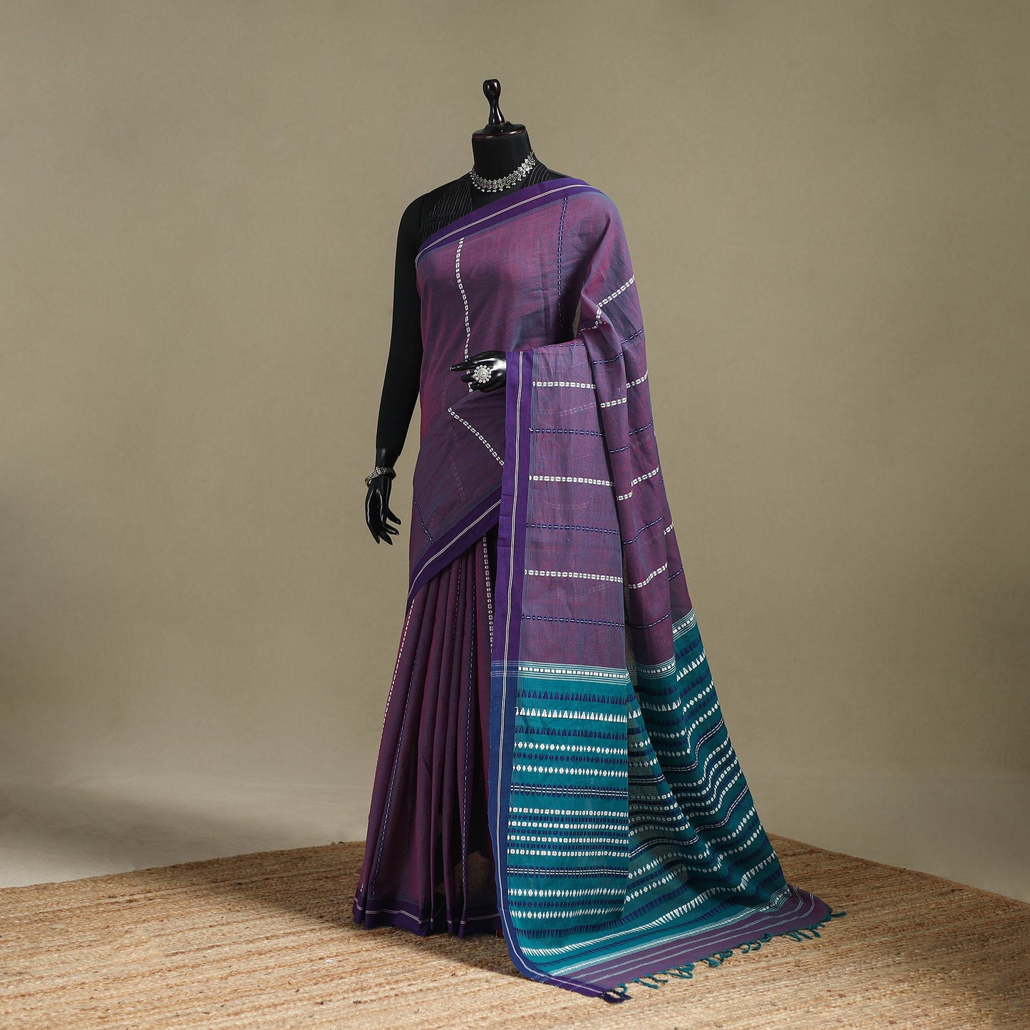 Purple - bengal handwoven cotton begumpuri saree 30