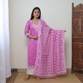 Buy Bengal Jamdani Silk Cotton Kurta with Dupatta Set 04 Online l iTokri.com