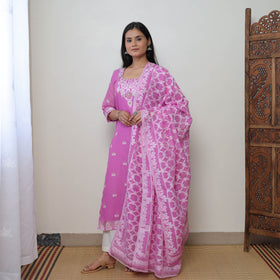 Buy Bengal Jamdani Silk Cotton Kurta with Dupatta Set 04 Online l iTokri.com