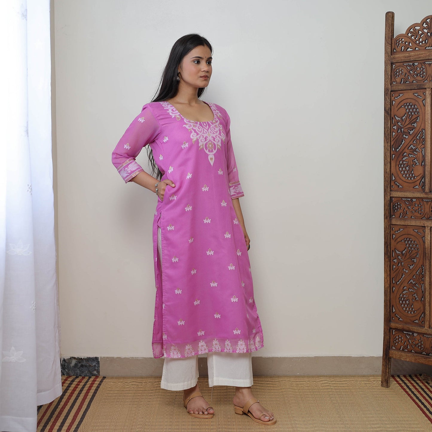 Buy Bengal Jamdani Silk Cotton Kurta with Dupatta Set 04 Online l iTokri.com