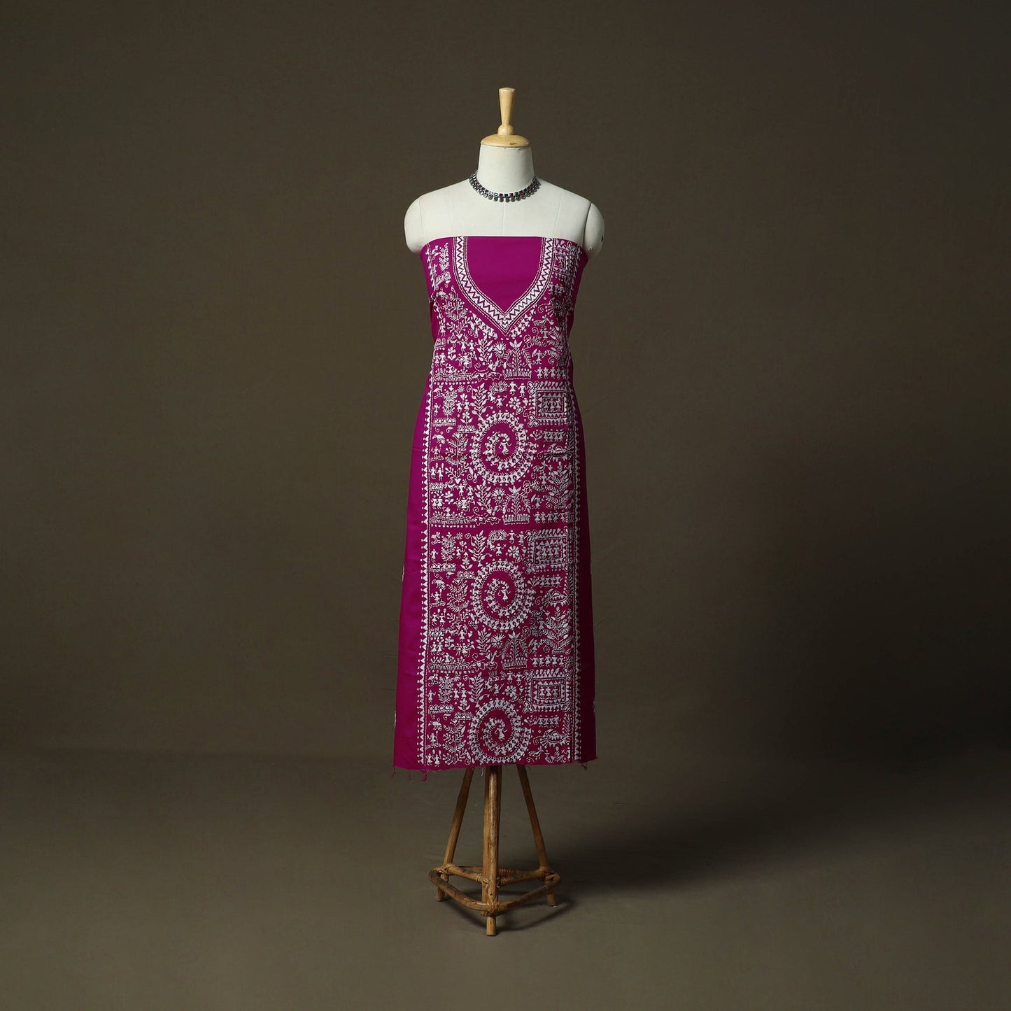 Bengal kantha hand embroidered cotton unstitched kurta