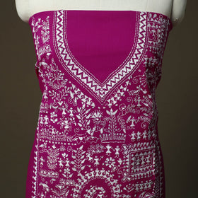 Bengal kantha hand embroidered cotton unstitched kurta