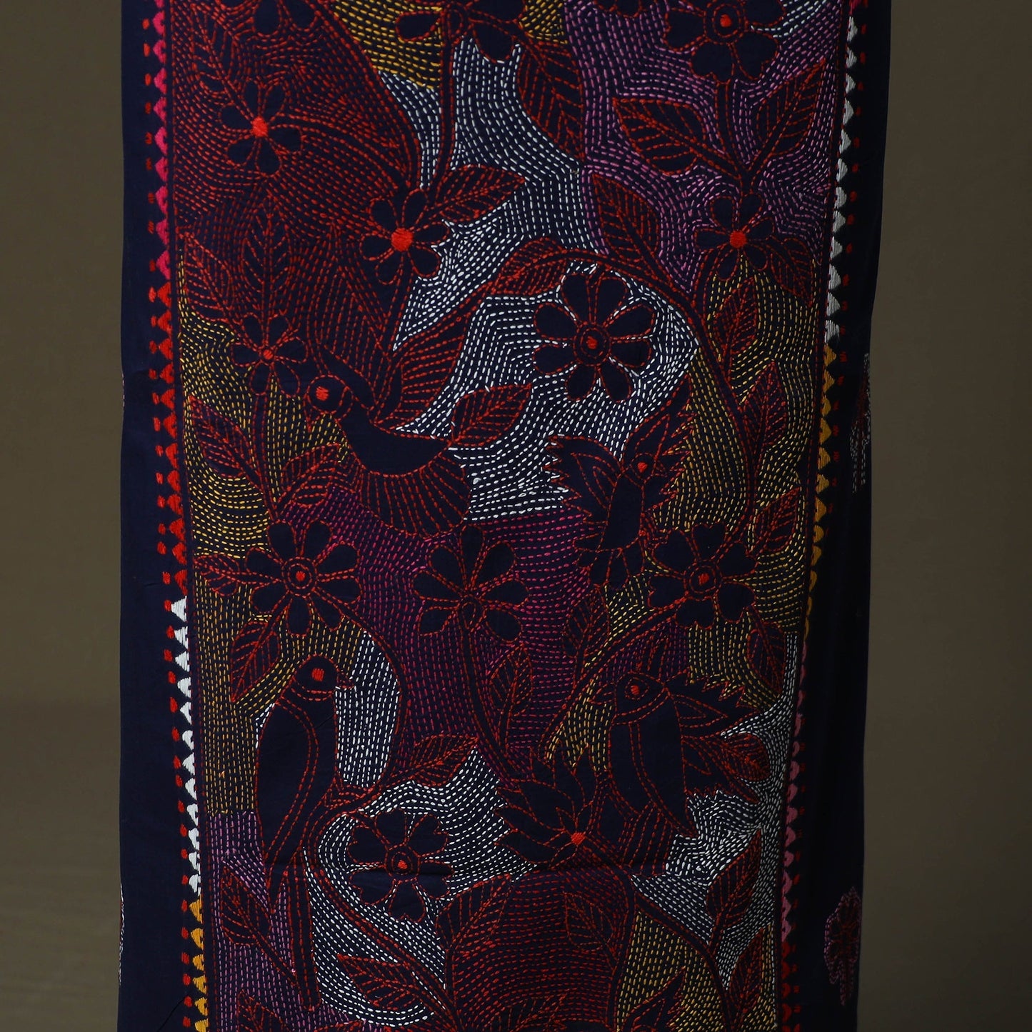 Bengal kantha hand embroidered cotton unstitched kurta