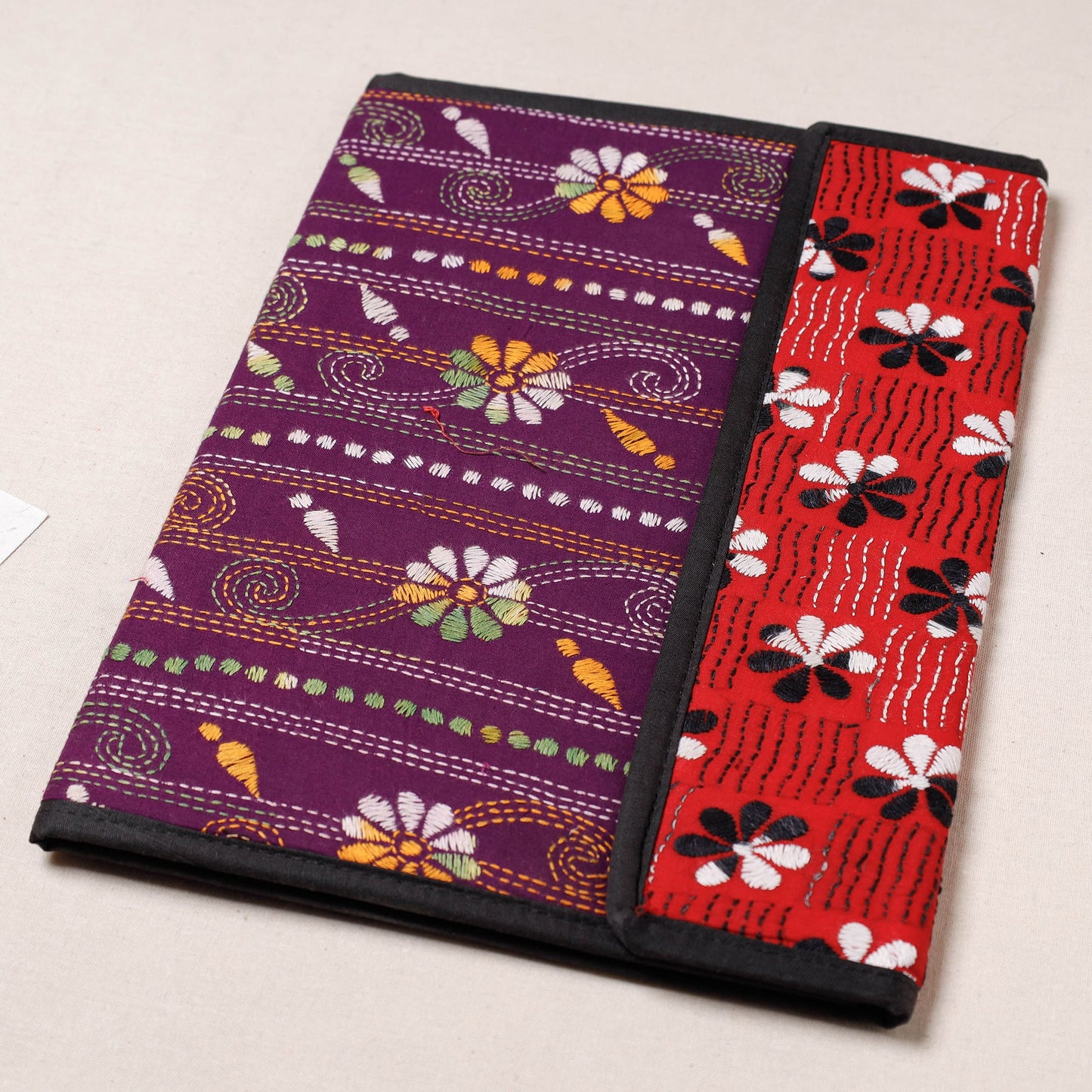 Purple Bengal Kantha Work Handcrafted File Folder 