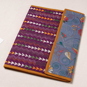 Purple Bengal Kantha Work Handcrafted File Folder 