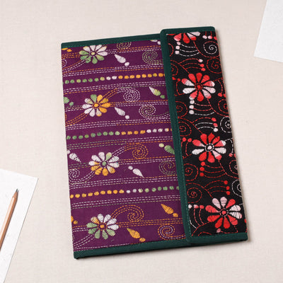 Purple Bengal Kantha Work Handcrafted File Folder 