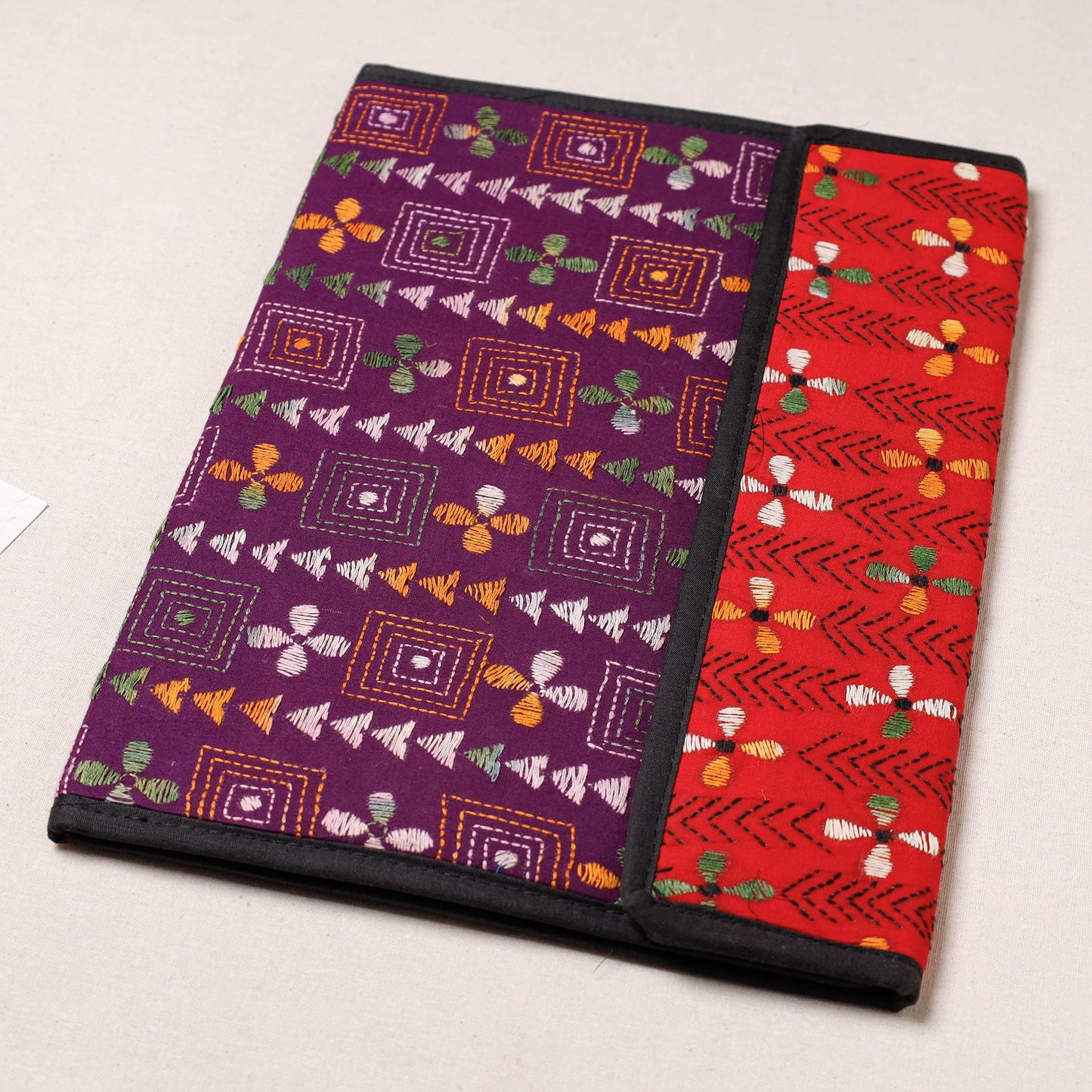 Purple Bengal Kantha Work Handcrafted File Folder 