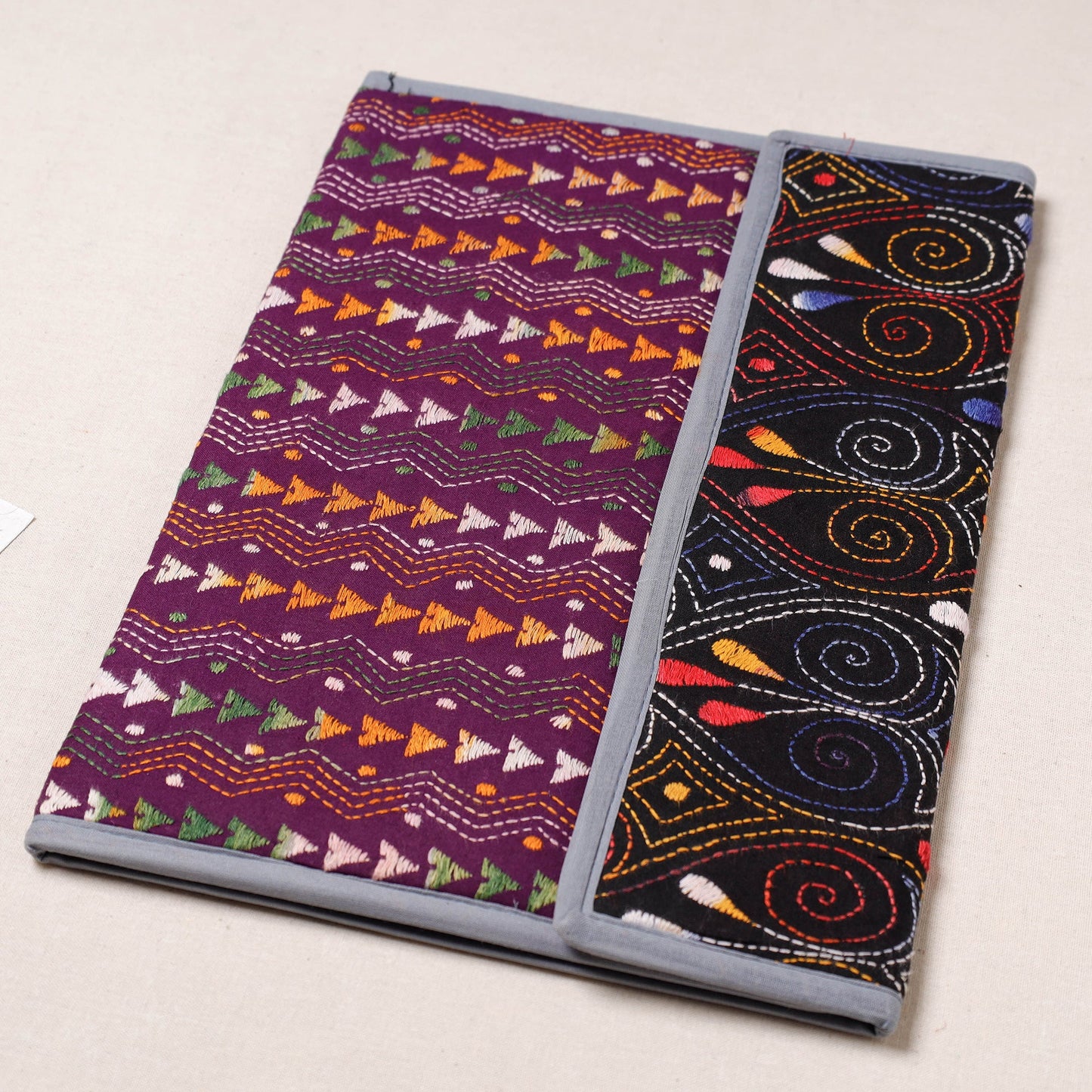 Purple Bengal Kantha Work Handcrafted File Folder 