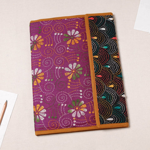 Purple Bengal Kantha Work Handcrafted File Folder 