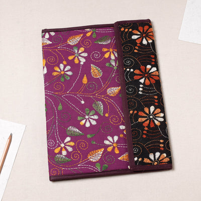 Purple Bengal Kantha Work Handcrafted File Folder 