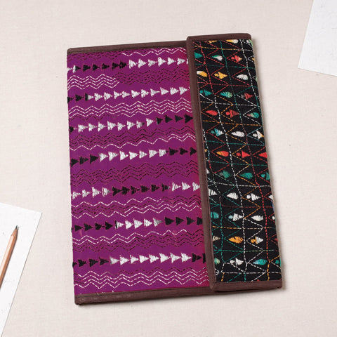 Purple Bengal Kantha Work Handcrafted File Folder 