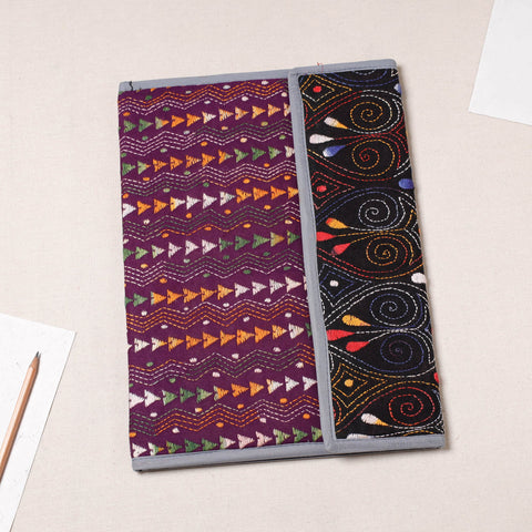 Purple Bengal Kantha Work Handcrafted File Folder 