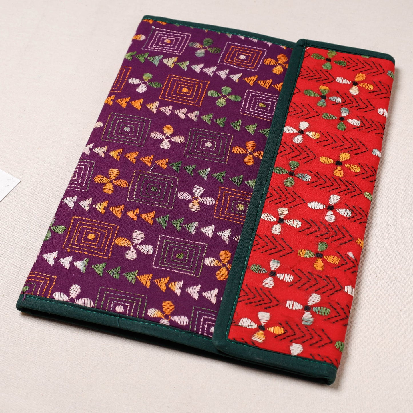 Purple Bengal Kantha Work Handcrafted File Folder 