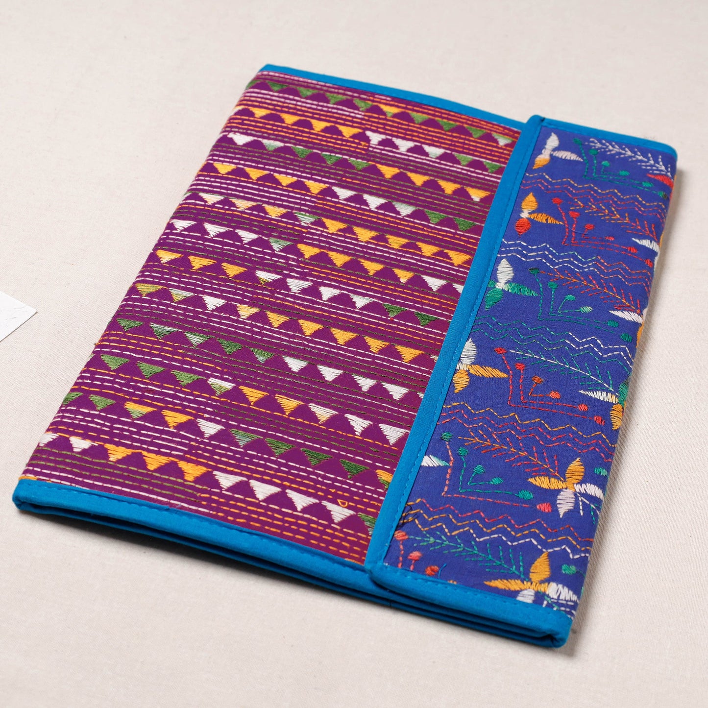 Purple Bengal Kantha Work Handcrafted File Folder 