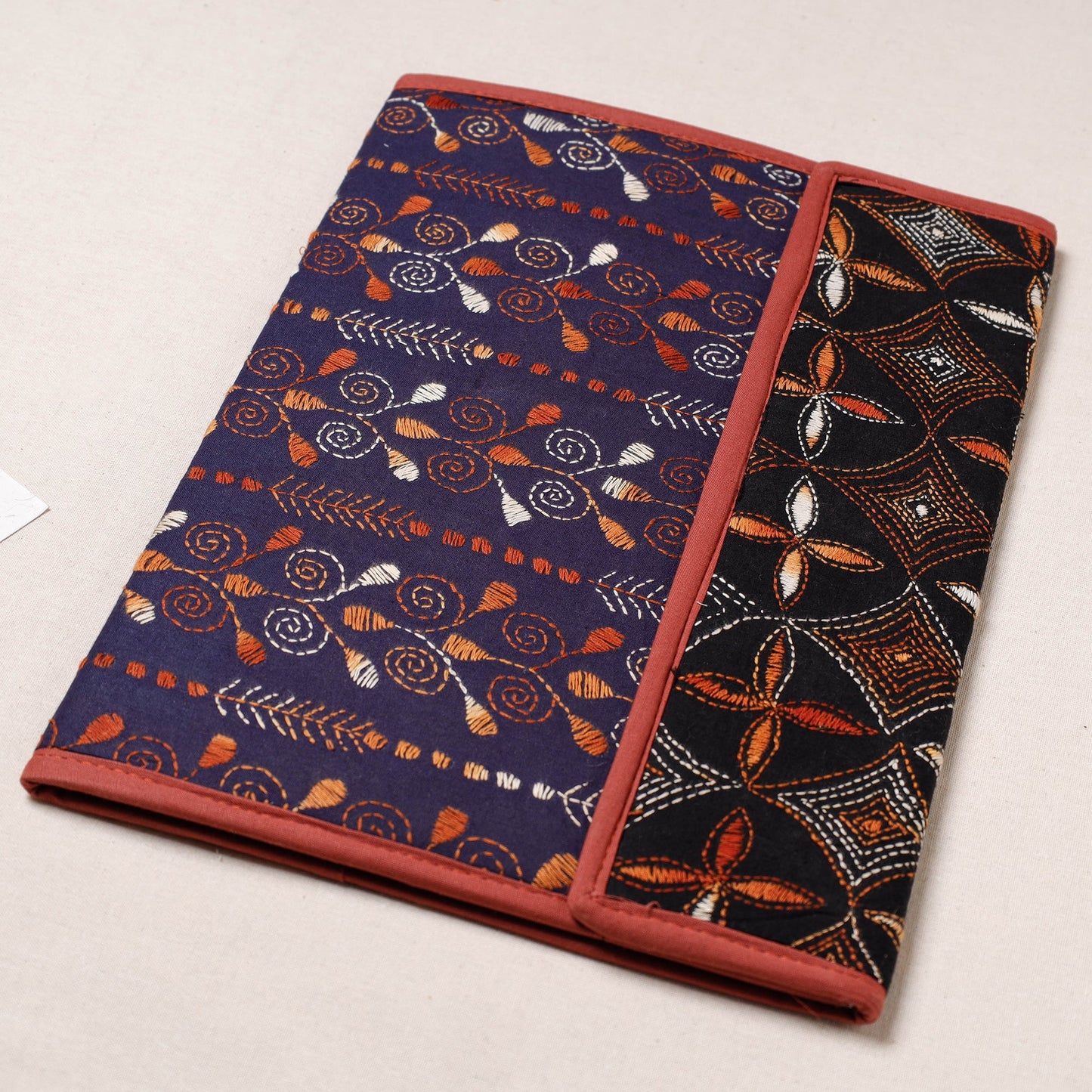 Purple Bengal Kantha Work Handcrafted File Folder 