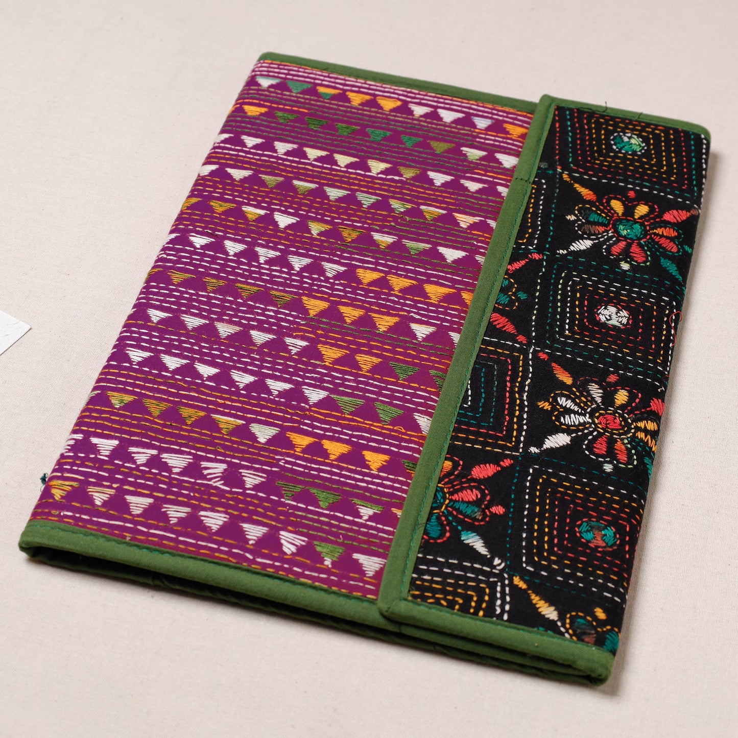 Purple Bengal Kantha Work Handcrafted File Folder 